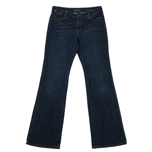 Salt Works Womens Flat Front Mid Rise Stretch Blue Boot Cut Denim Jeans Size 6 - Picture 3 of 7